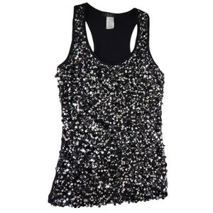 Deb Racerback Sequin Tank. Sz small. Black w/silver sequins.